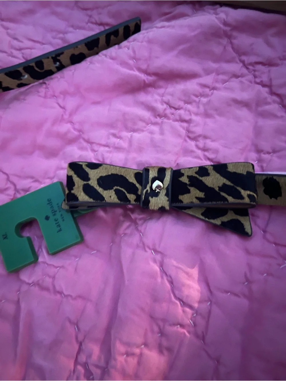 kate spade Leopard Print Bow Skinny Belt - Black/Brown New Size XL